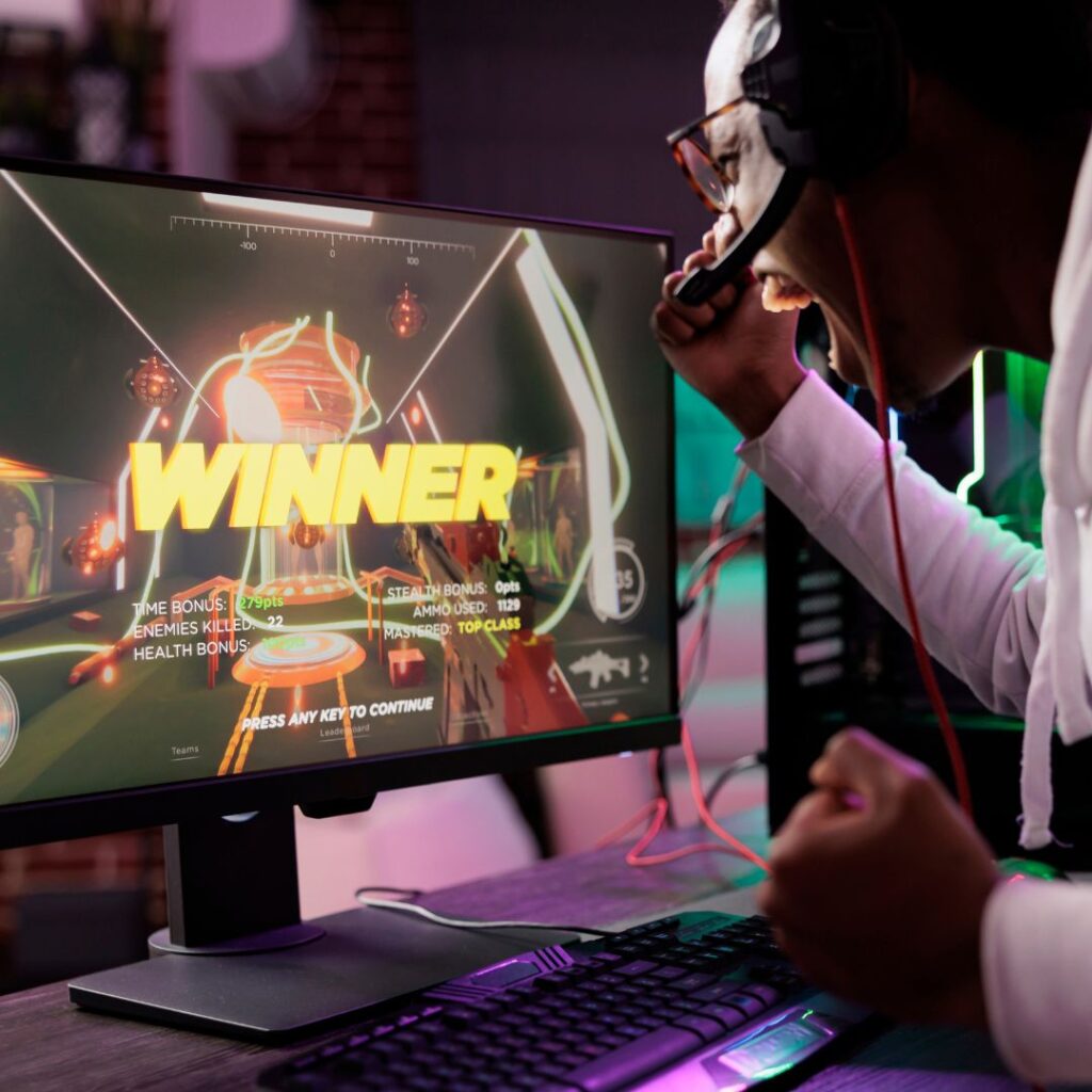 Winning esports athlete